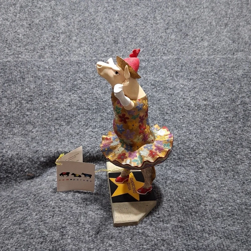 CowParade Dancing Diva Figurine Multi-Color Floral Tutu Cow Art Collectible 6